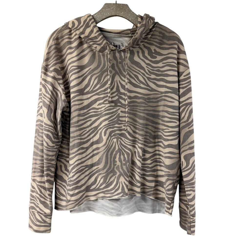 Chaser Zebra Print Hoodie Pullover LightWeight Medium Boxy Fit